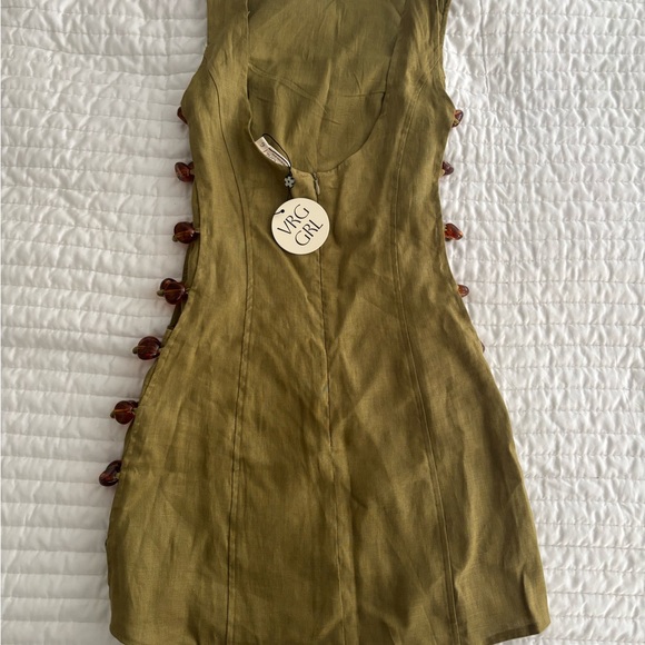 VRG GRL- Brand New w/Tags - Tia Dress in Moss Green - 100% Linen - Size XS - Picture 7 of 7